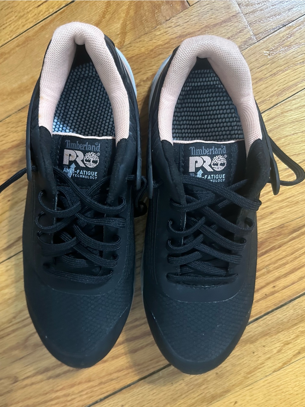 Timberland PRO Black Work Shoes with Light Pink Collar Size 8